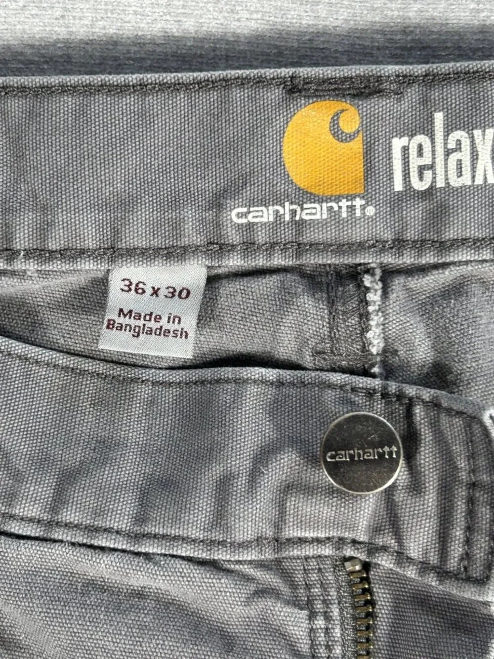 Carhartt Relaxed Fit Straight Leg Pants Men's 36x30 (Fits 35x28) Gray Stretch